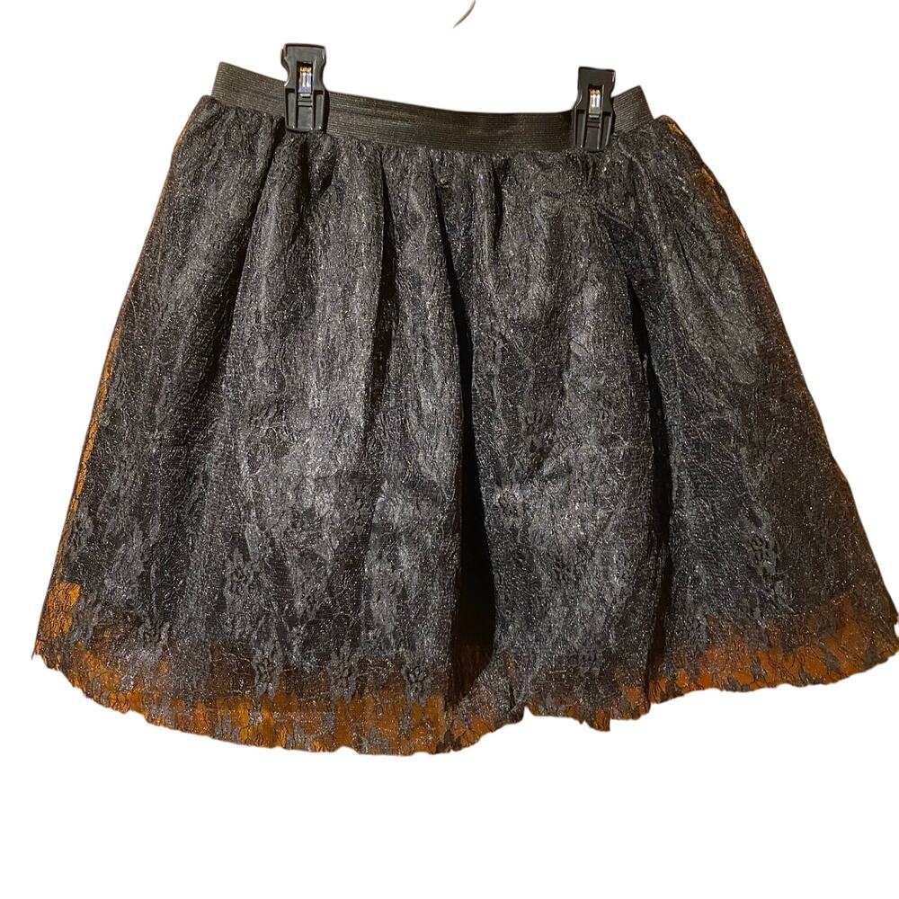 Black Lace skirt Medium Whimsygoth Elastic Waist Stretchy Costume Party Rave